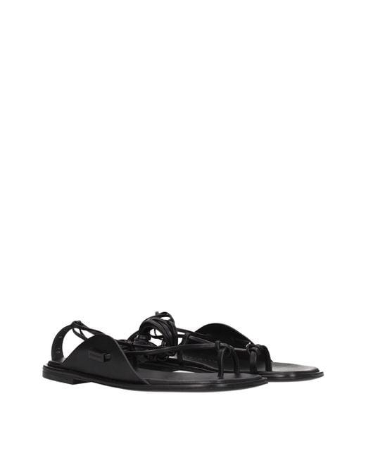 Ferragamo Black Agena Leather Flip Flops
