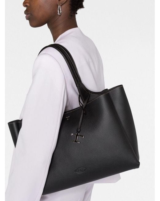 Tod's Black Tote Medium Aus Leder
