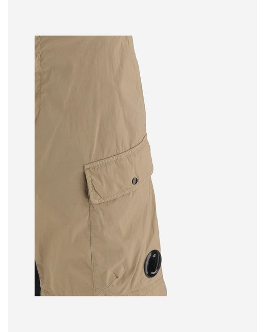 C P Company Stretch Cotton Blend Cargo Short Pants in het Natural voor heren