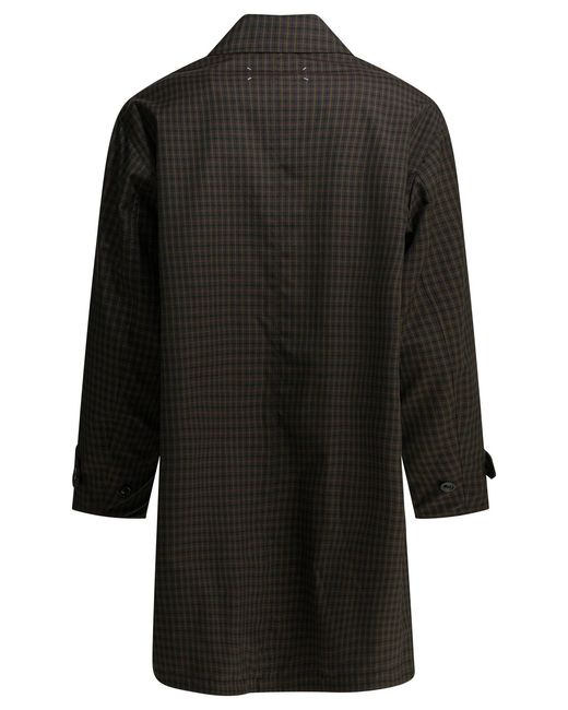 Maison Margiela Black Plaid Raincoat Jackets And Coats Green