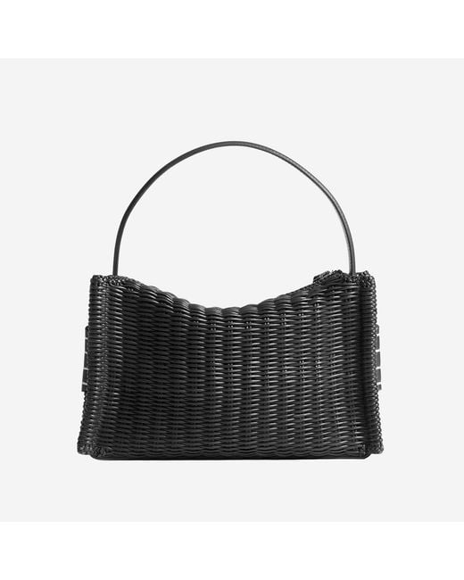 J.W. Anderson Black Woven Leather Loafer Bag