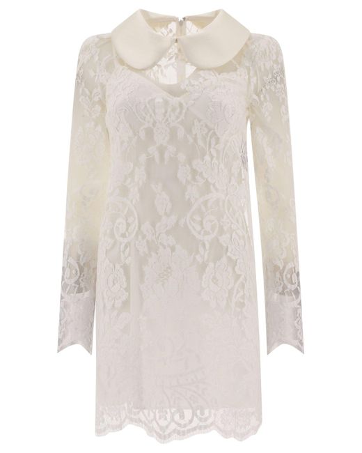 Robe en dentelle avec col satiné Dolce & Gabbana en coloris White