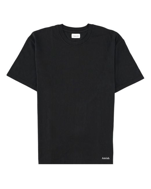 AMISH Black T Shirt Con Micro Logo