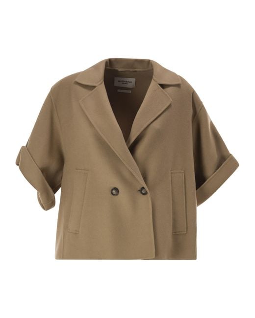 Weekend by Maxmara Brown Wkdneo Virgin Wool Double Breasted Jacket With A Boxy Silhouette