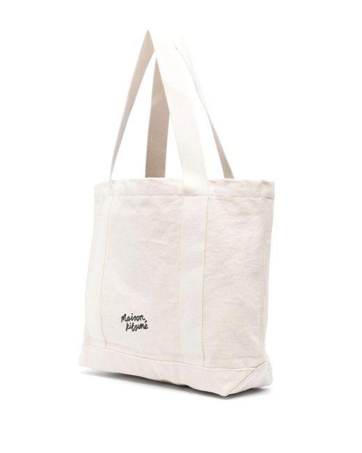 Maison Kitsuné Black Tote Bag With Print