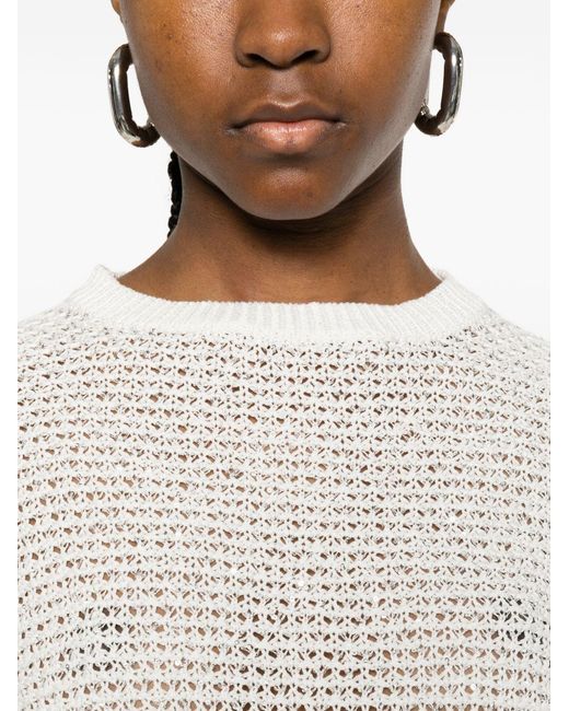 Fabiana Filippi White Cotton Crewneck Sweater