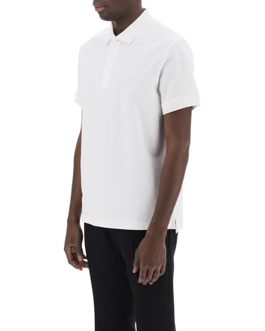 Burberry Eddie Organic Pique Polo Shirt in het White voor heren