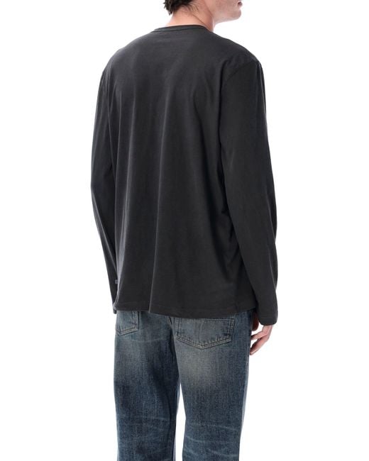 James Perse Black Cotton Long Sleeve T-Shirt for men