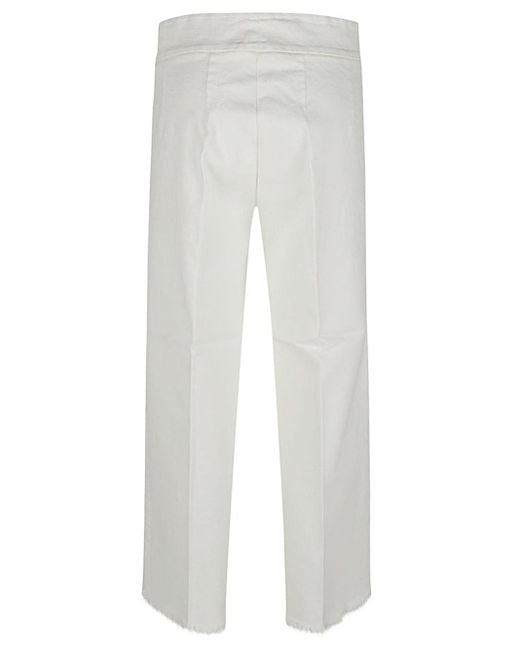 Avenue Montaigne White Cropped Frayed Denim Trousers