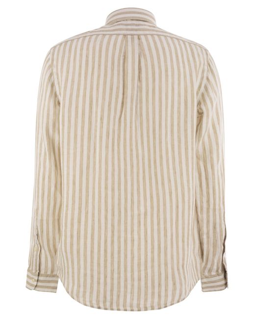 Polo Ralph Lauren Natural Custom-Fit Striped Linen Shirt for men