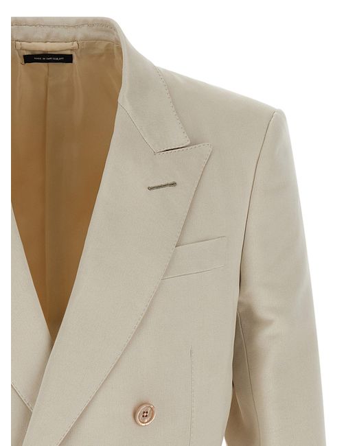 Tom Ford Textured Peached Satin Jacket in het Natural voor heren