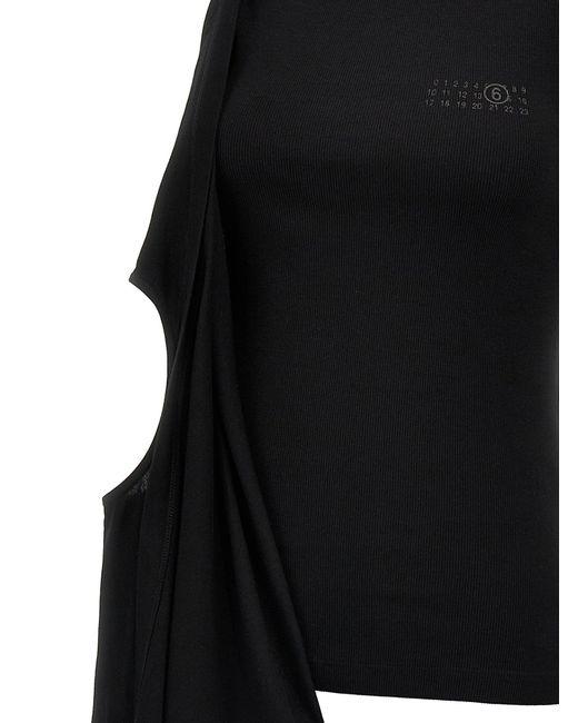 MM6 by Maison Margiela Draped Top in het Black