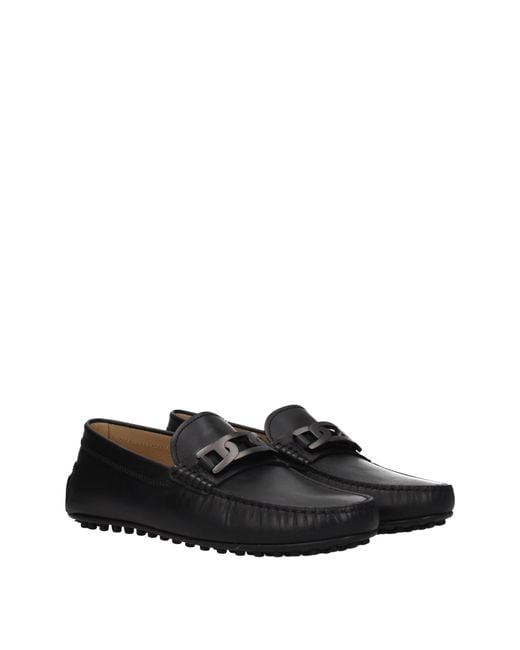 Tod's Black City Gommino Moccasins Leather