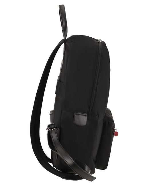 Kiton Black Technical Fabric Backpack With Logo for men