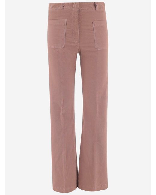QL2 Donna Pink Stretch Cotton Velvet Pants