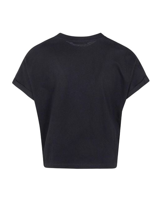 Balmain Blue Logo Cotton Cropped T-Shirt