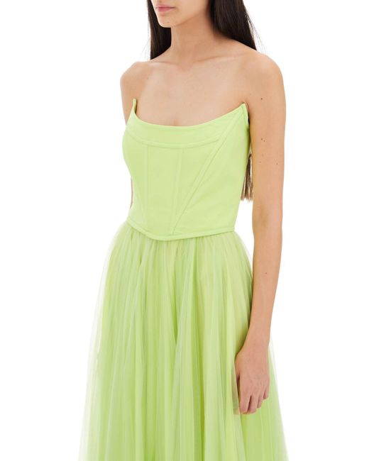 Langes bustieres Kleid mit geformtem Ausschnitt 19:13 Dresscode de color Green