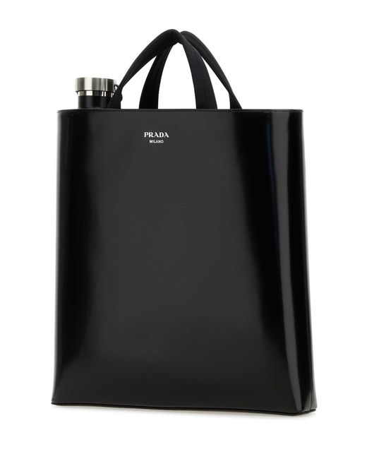 Prada Black Logo Raffia Tote for men