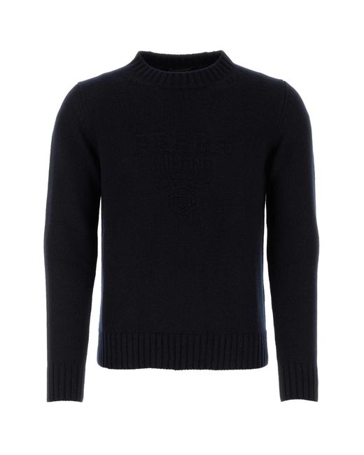Prada White Ivory Wool Blend Sweater for men