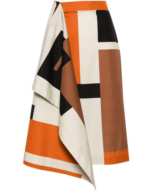 Fendi Printed Cotton Skirt in Orange Lyst UK