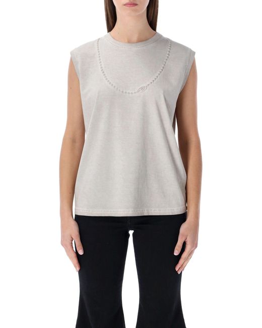 DIESEL White T-Embej Sleeveless Cotton T-Shirt