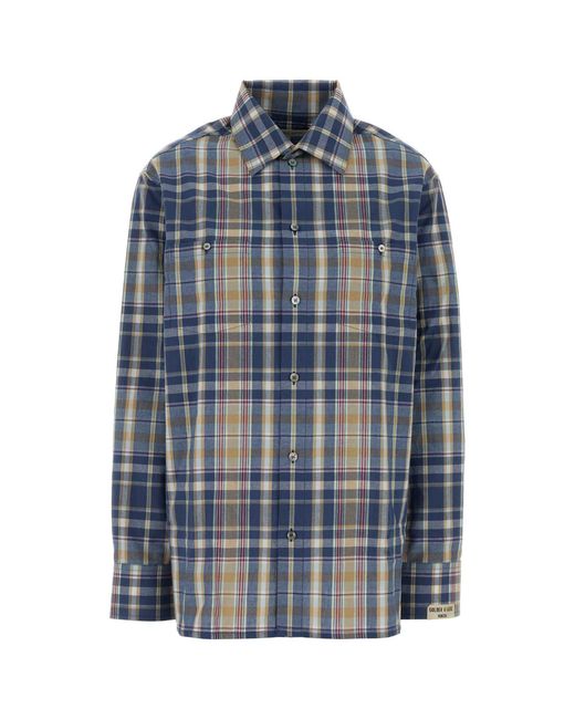 Golden Goose Deluxe Brand Blue Embroidered Cotton Shirt