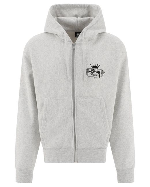 Stussy Gray "Built To Last" Zippered Hoodie for men