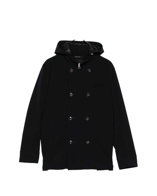 Montecore Black Double-Breasted Jacket With Hood for men