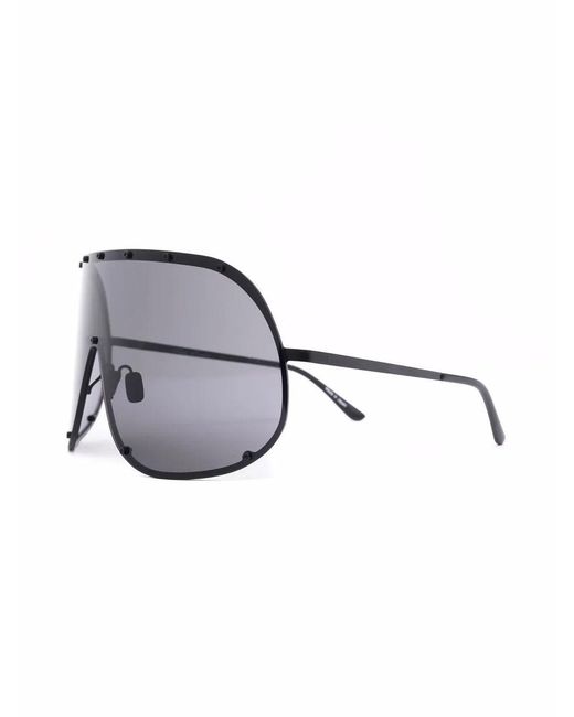 Rick Owens Gray Oversized Shield-Frame Sunglasses