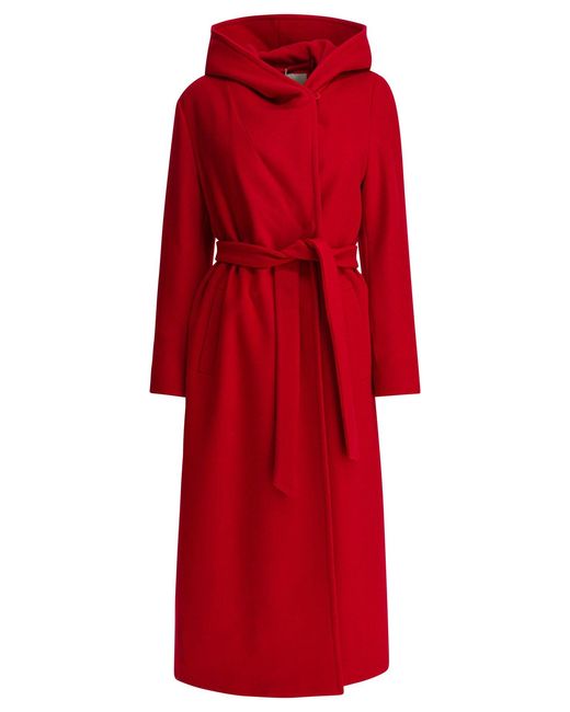 Herno Red Virgin Wool Long Coat Jackets And Coats