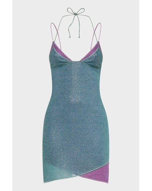 Oseree Blue Lumiere Double Mini Dress