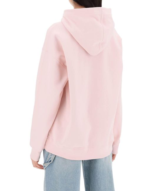 Sudadera con capucha con tela de isoli Ganni de color Pink