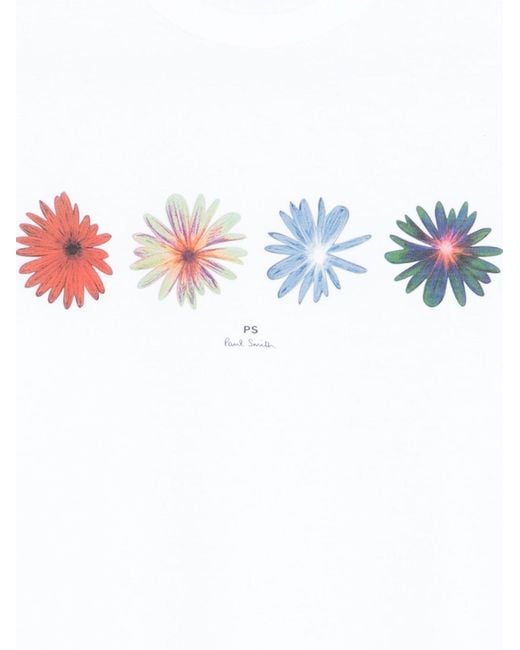 Paul Smith White Organic Cotton Printed T-Shirt for men