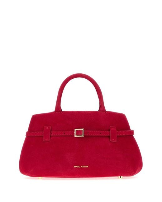 MANU Atelier Red Suede Le Cambon 25 Handbag