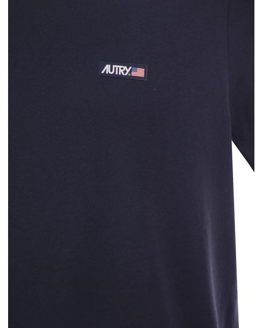 Crew Neck T-shirt avec logo Autry pour homme en coloris Blue