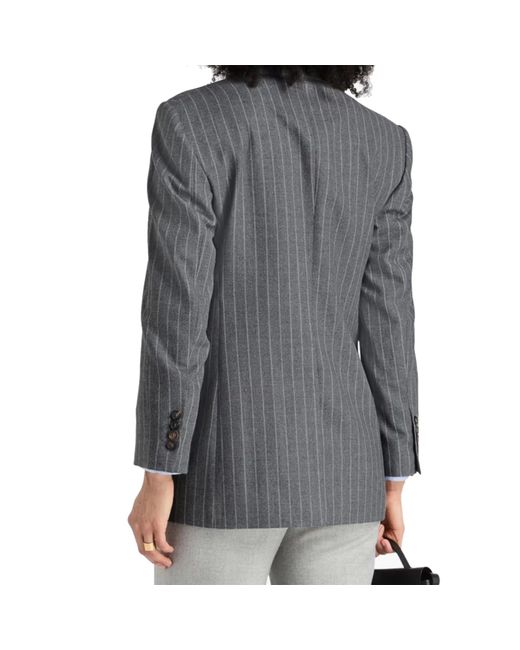 Brunello Cucinelli Gray Pinstriped Wool Blazer