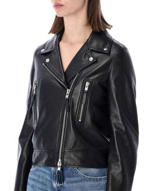 S.W.O.R.D Black Cropped Zip-Front Leather Jacket