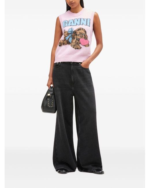 Ganni Puppy Love Wool Vest in het Pink