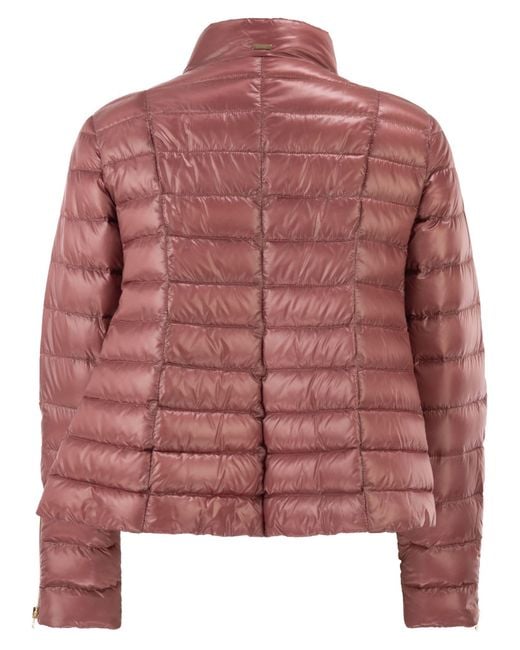 Herno Pink Ultra-Light Satin Down Jacket With Flared Back