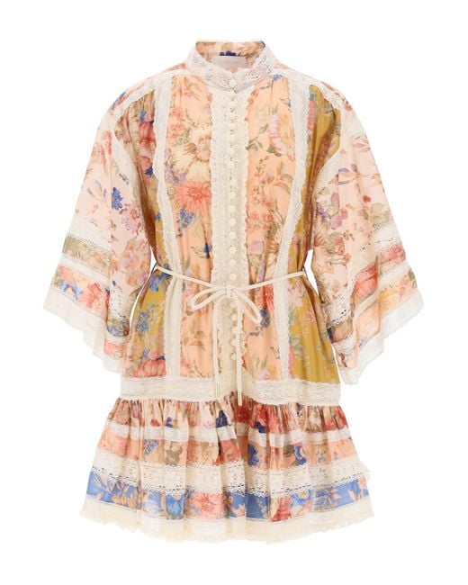 August Lace recortado Cotton Mini Vestido Zimmermann de color Multicolor