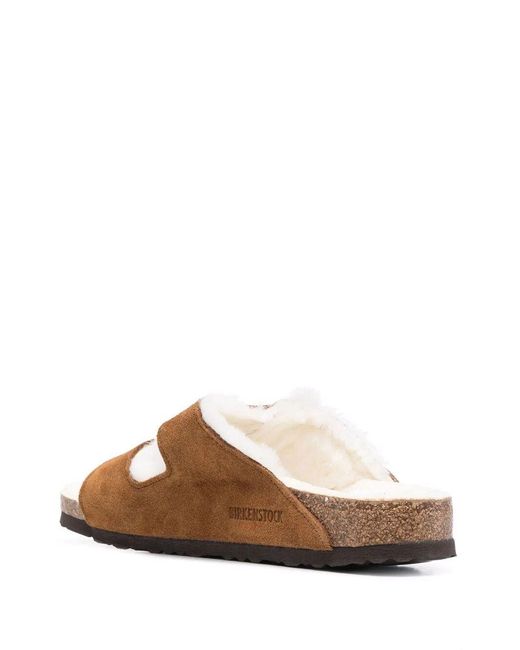 Birkenstock Brown Arizona Shearling Mink, Suede Leather