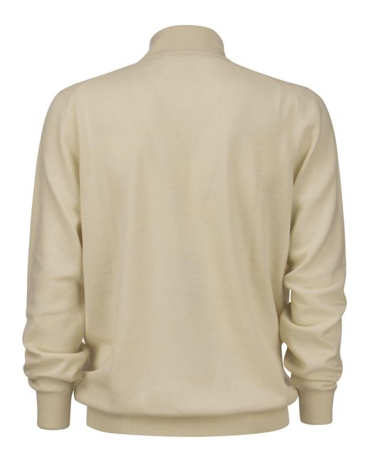 Brunello Cucinelli Cashmere Therteck Sweater mit Reißverschluss in Natural für Herren