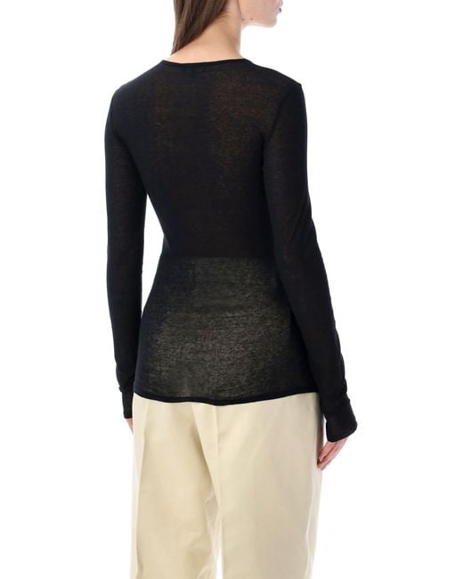 Soeur Blue Isabella Long-Sleeve Sheer Cotton Top