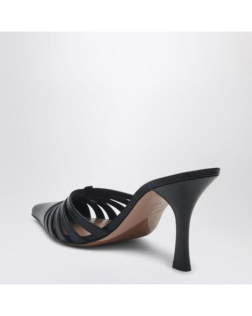 Paris Texas Black Leather Mule Nadia