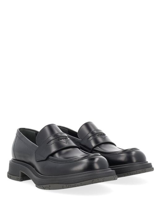 Gucci Gray Leather Loafer for men