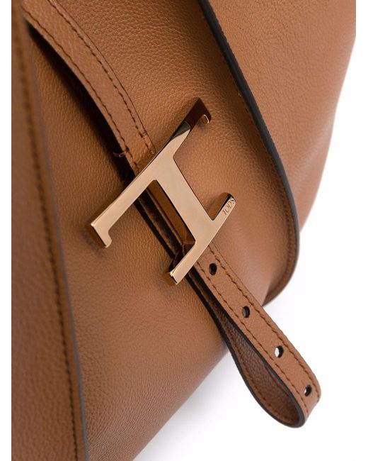 Tod's Brown T Timeless Mini Leather Tote Bag