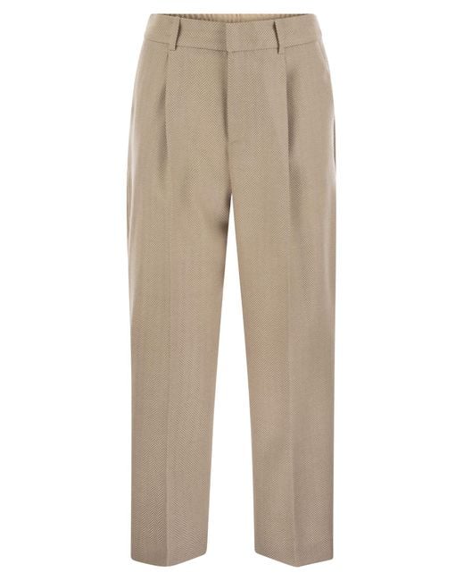 PT Torino Natural Daisy Wool And Cashmere Pinstripe Pants