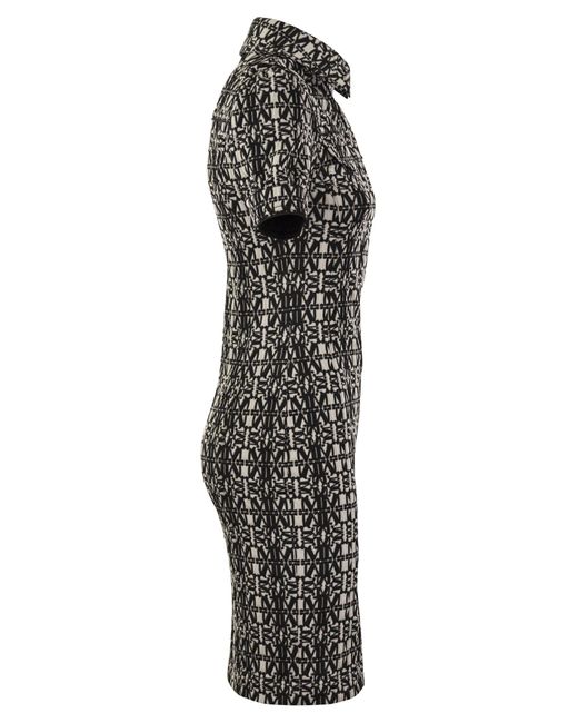 Max Mara Black Cesy Monogramm kurzärärmisches Kleid