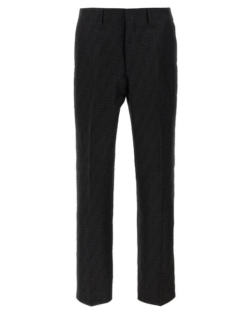 Fendi Black Ff Jacquard Pants for men