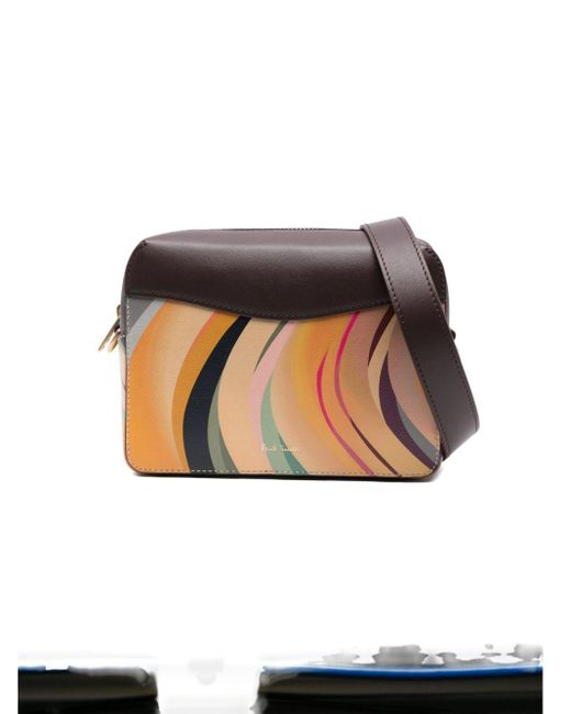 Paul Smith Black Wirbte Leder -Crossbody -Tasche